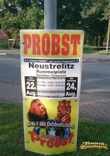 Zirkus Probst Die Nr. 1 aus Ostdeutschland (Plakat Steher)